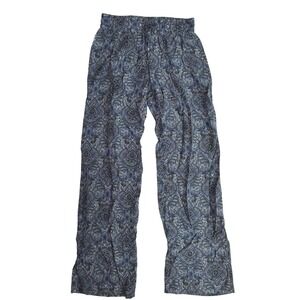 Rose & Thyme Boho Coastal Women Wide Leg Pants Blue Rayon Paisley Print S